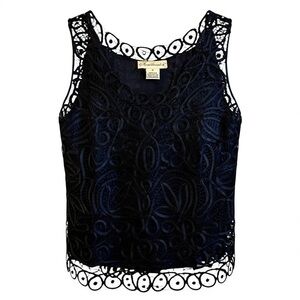 Soulmates Black Elegant Handcrafted Silk Lace Evening Tank – Size‎ S